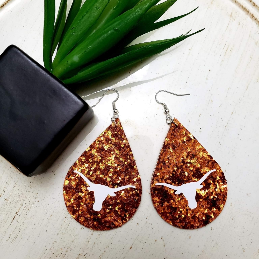 Texas Longhorns UT faux leather earrings!